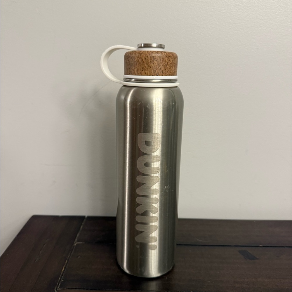Dunkin Stainless Steel Water Bottle Cork Lid 20oz Reusable